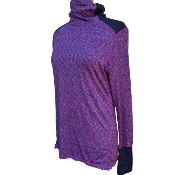 Cuddleduds Flex Fit Turtleneck Thermal Purple Cowl Long Sleeve Thumb Holes Sz L - Picture 1 of 10